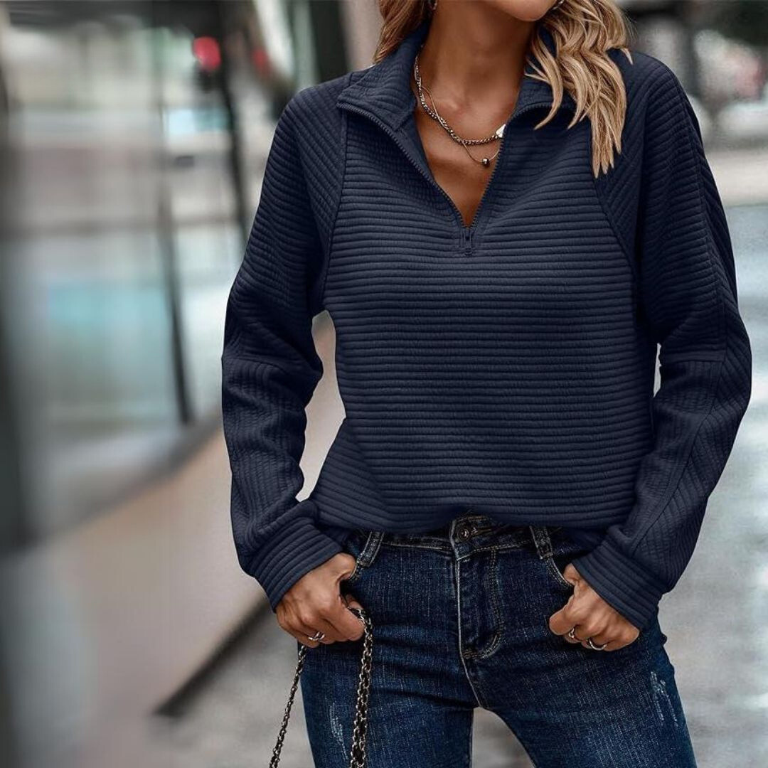 Chanel | Elegant Zip-Up Sweater Ribbed