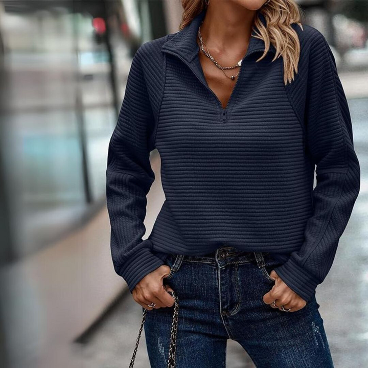 Chanel | Elegant Zip-Up Sweater Ribbed