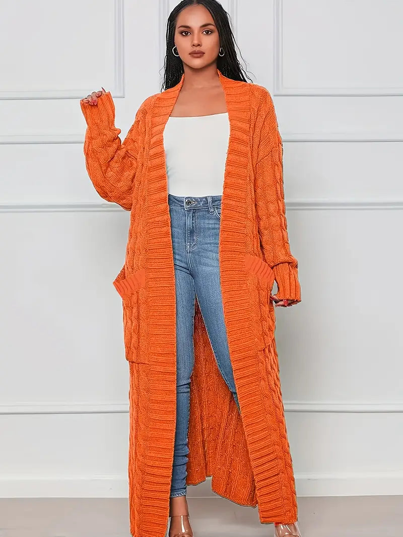 Samya™ - Extra-Long Cable Knit Cardigan