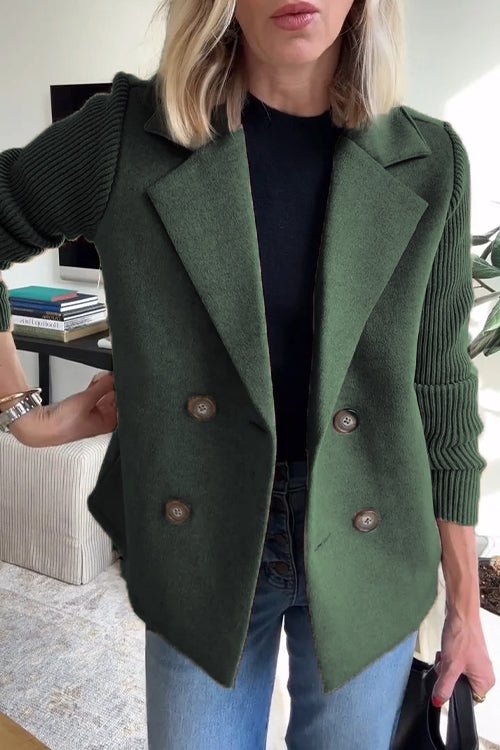 Nita - Elegant Knit-Sleeve Blazer