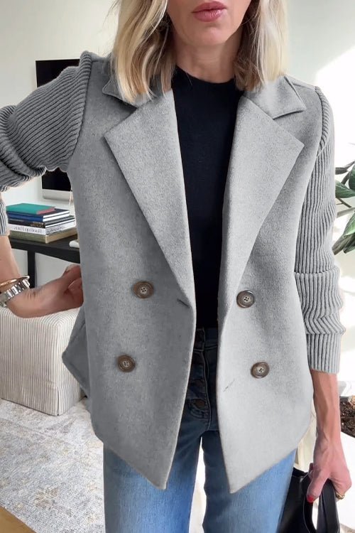 Nita - Elegant Knit-Sleeve Blazer