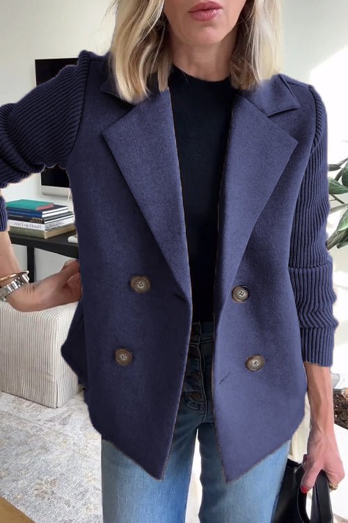 Nita - Elegant Knit-Sleeve Blazer
