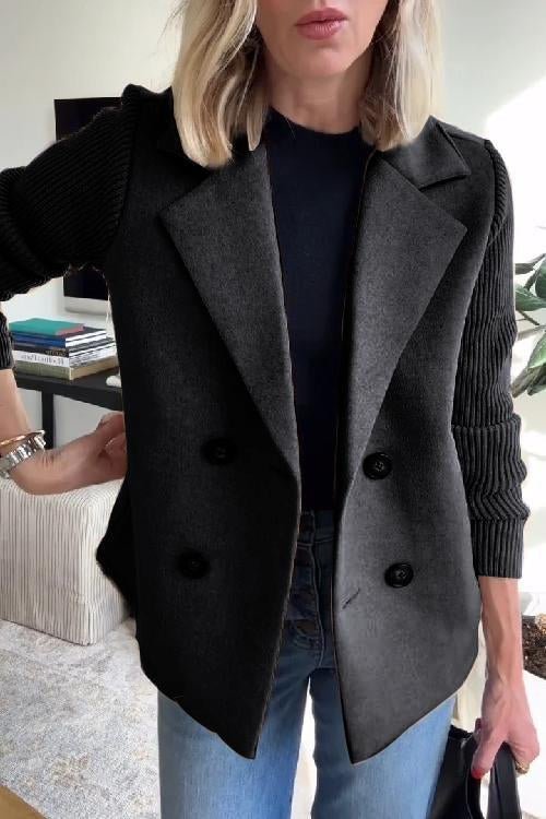 Nita - Elegant Knit-Sleeve Blazer