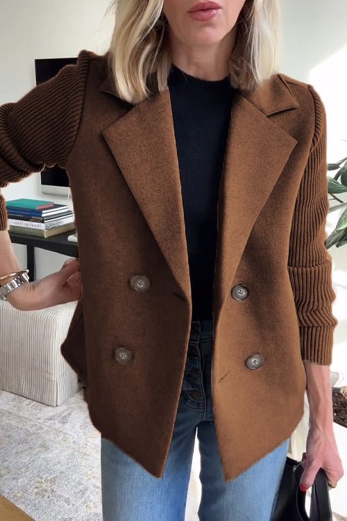 Nita - Elegant Knit-Sleeve Blazer