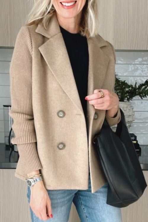 Nita - Elegant Knit-Sleeve Blazer