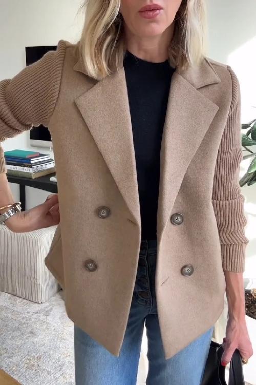 Nita - Elegant Knit-Sleeve Blazer