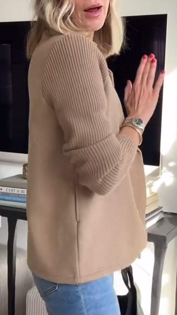 Nita - Elegant Knit-Sleeve Blazer