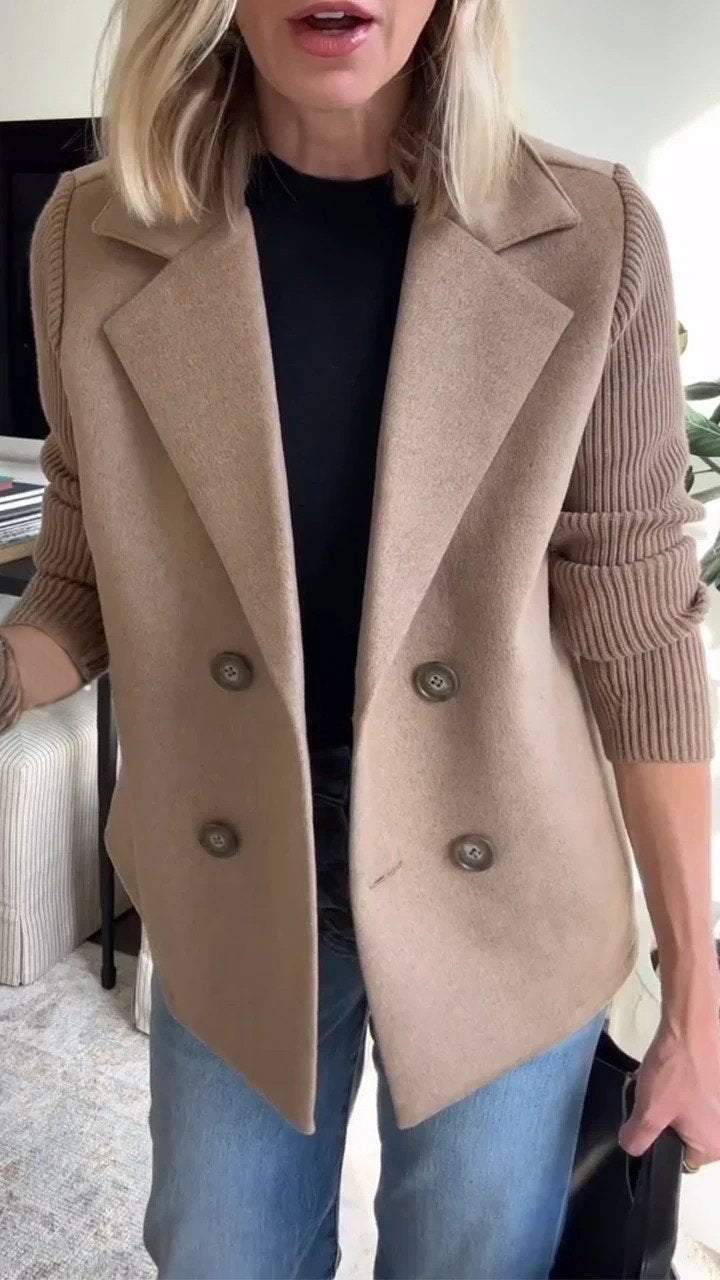 Nita - Elegant Knit-Sleeve Blazer