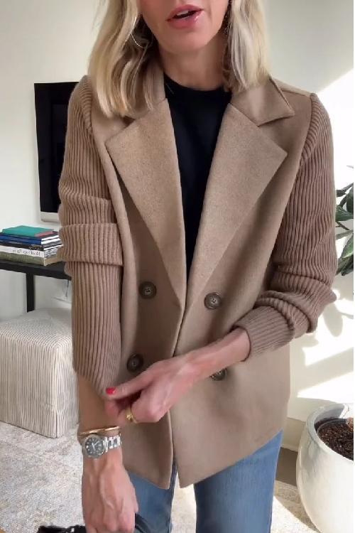 Nita - Elegant Knit-Sleeve Blazer