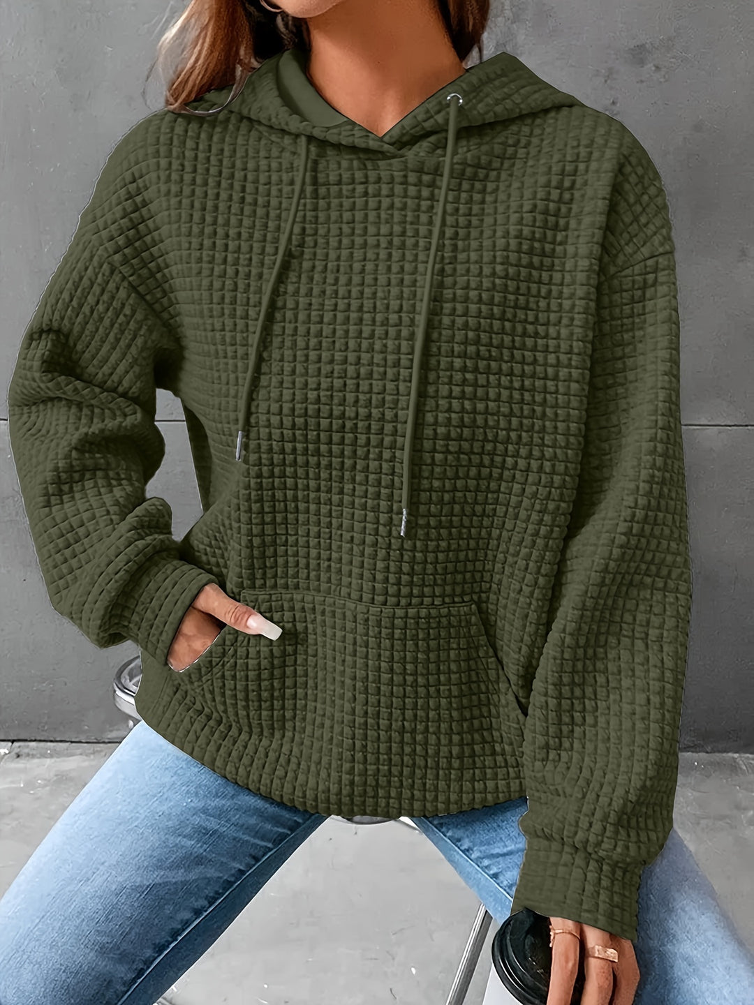 Lizzy - Cozy Waffle Grid Hoodie