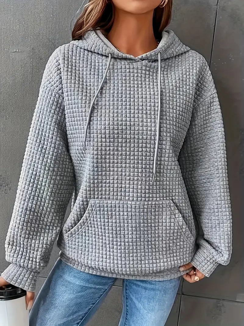 Lizzy - Cozy Waffle Grid Hoodie