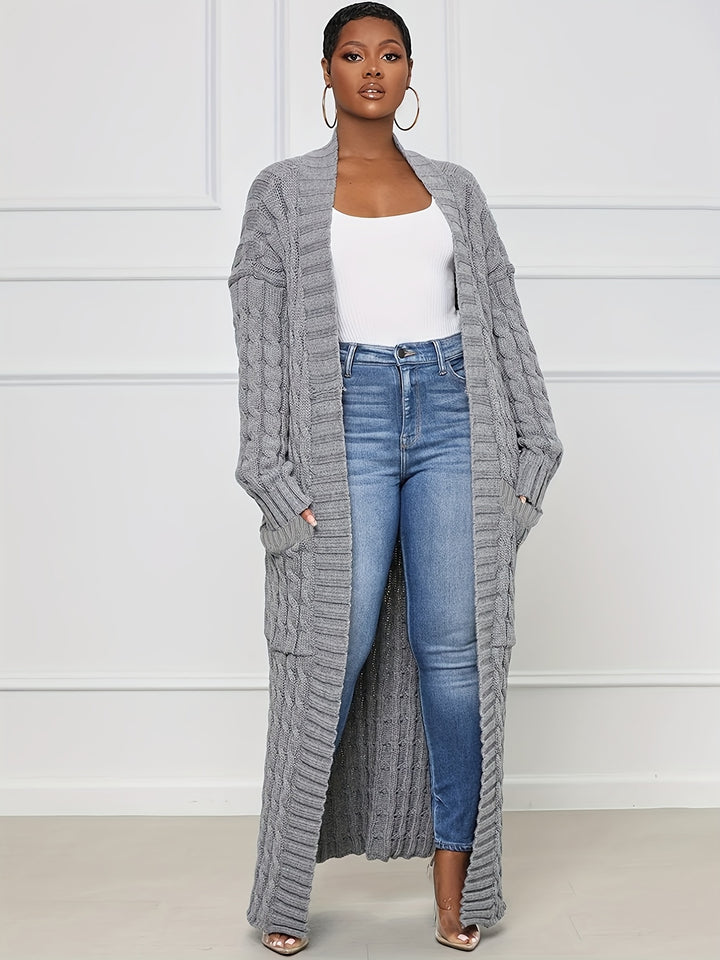 Samya™ - Extra-Long Cable Knit Cardigan