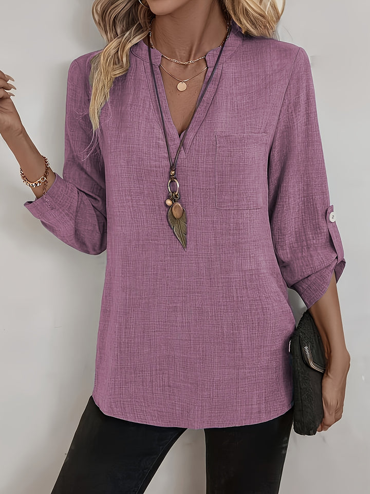 Carola - Elegant V-Neck Long Sleeve Top