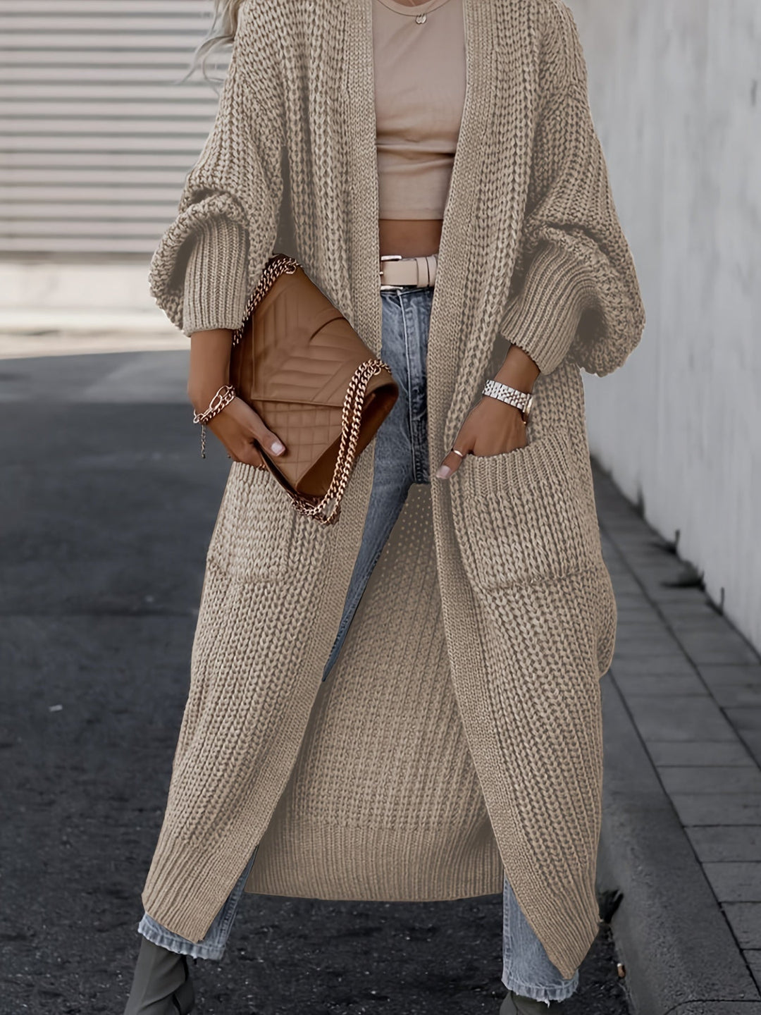 Nat - Elegant Chunky Knit Long Cardigan