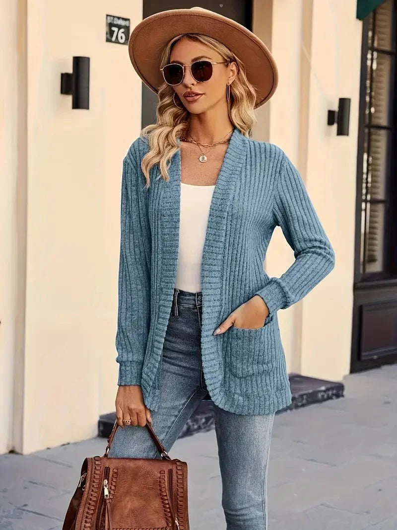 Marie - Cozy Knit Cardigan Open-Front With Pockets