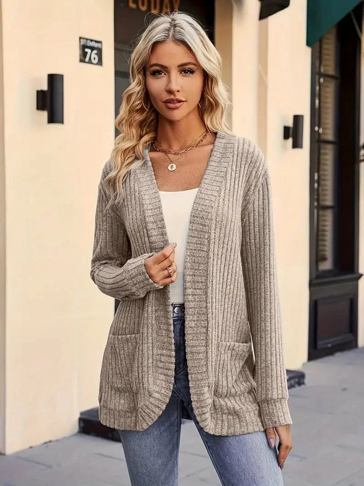 Marie - Cozy Knit Cardigan Open-Front With Pockets