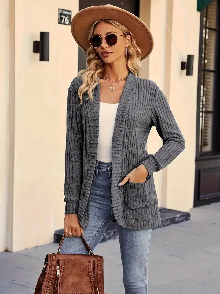 Marie - Cozy Knit Cardigan Open-Front With Pockets
