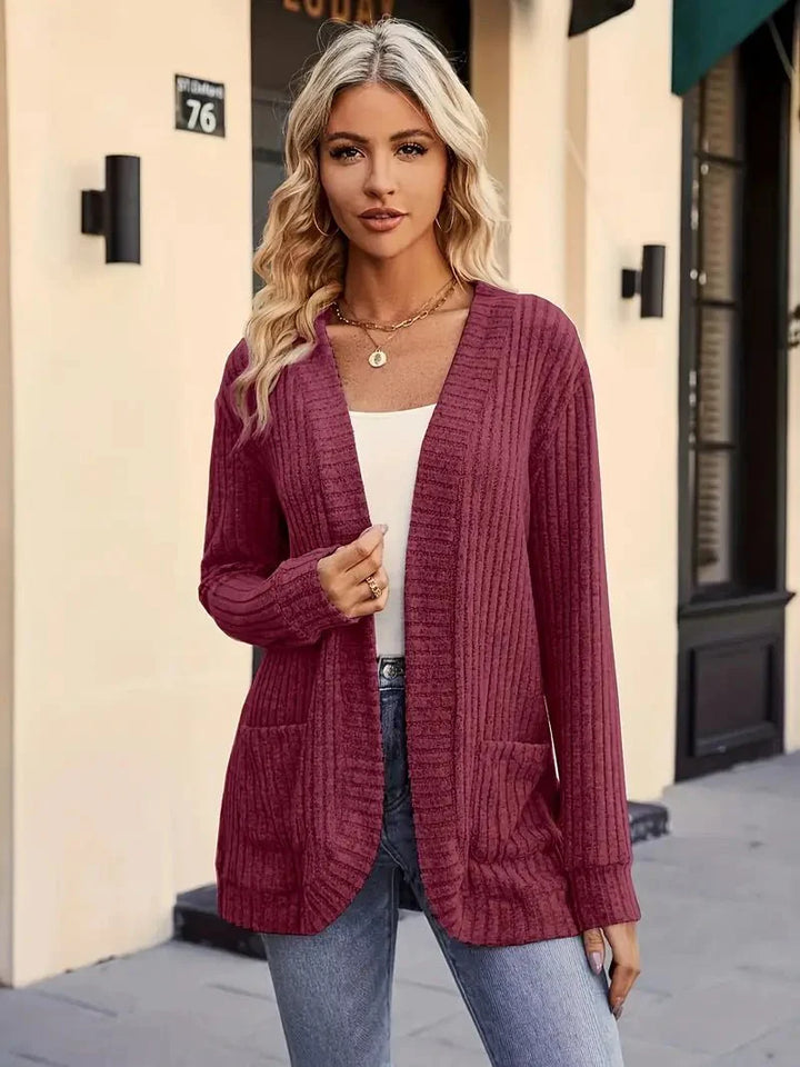 Marie - Cozy Knit Cardigan Open-Front With Pockets