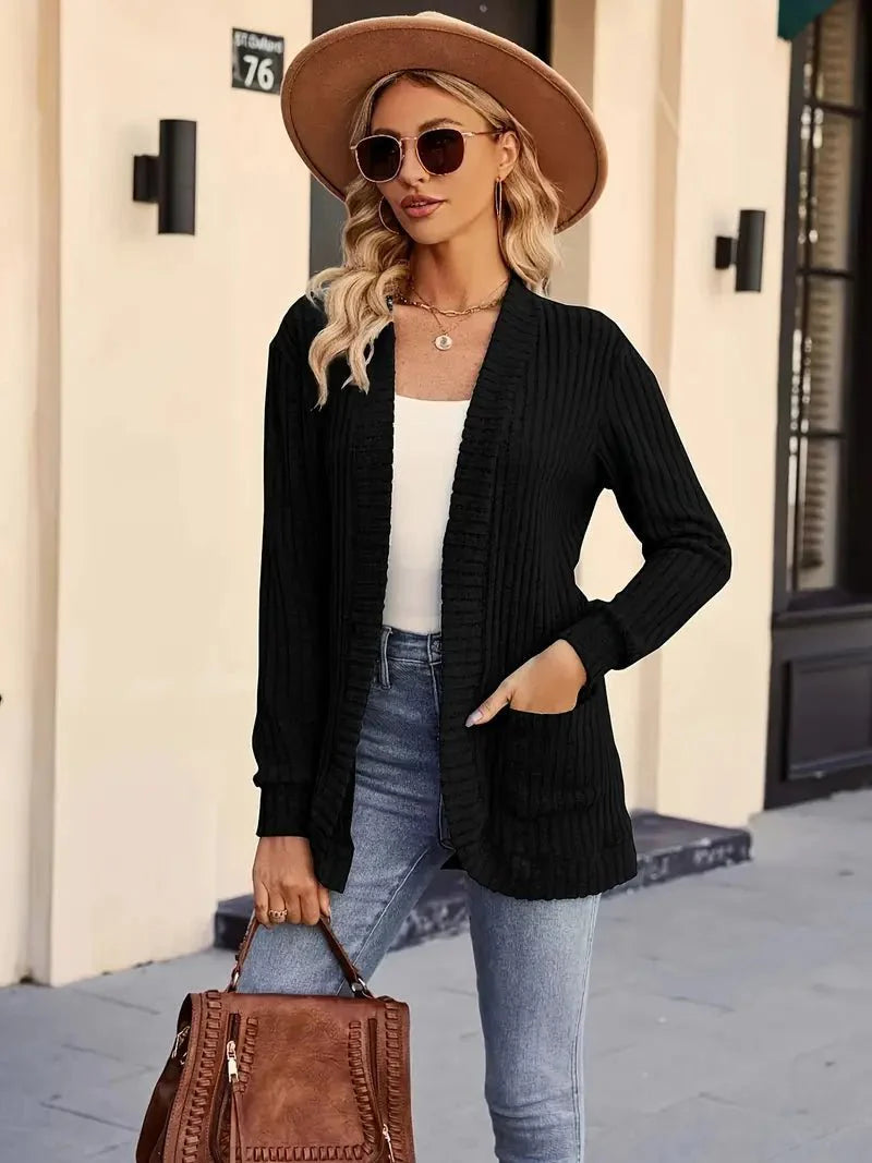 Marie - Cozy Knit Cardigan Open-Front With Pockets