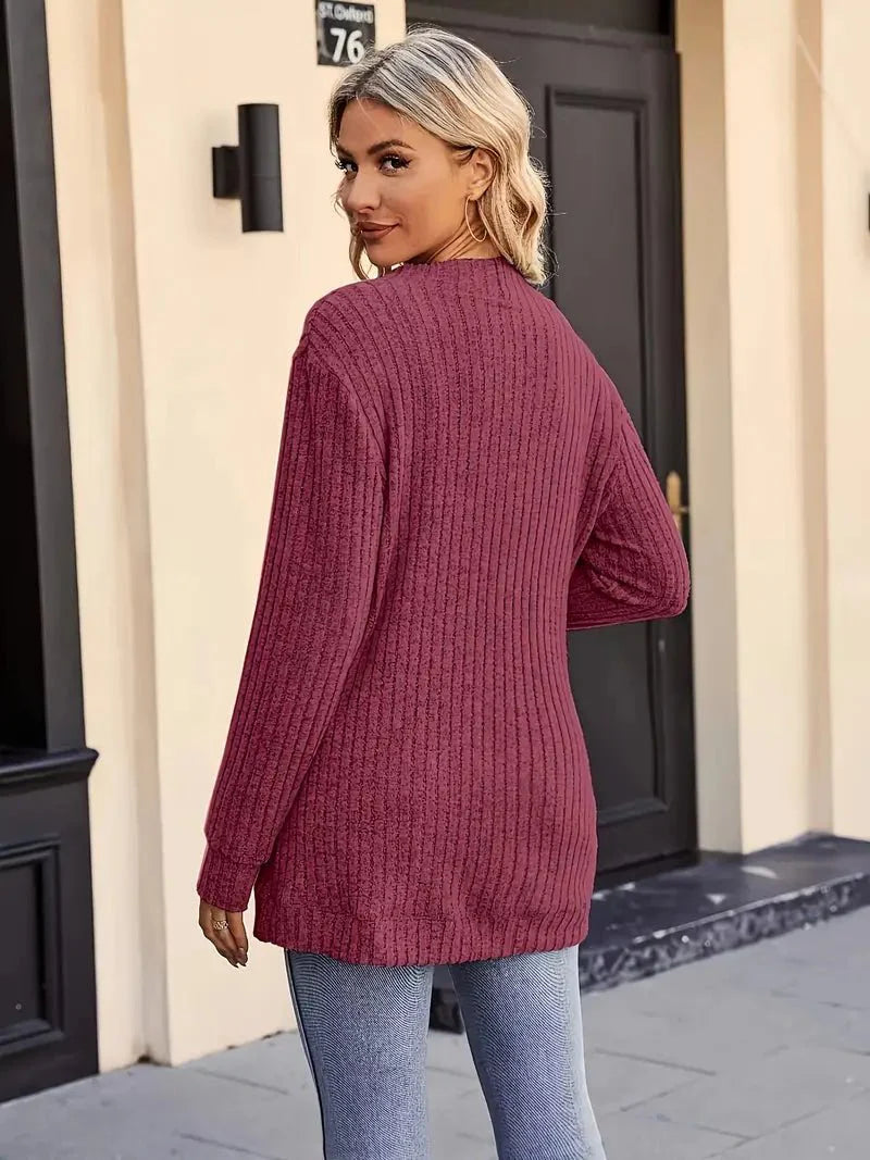 Marie - Cozy Knit Cardigan Open-Front With Pockets
