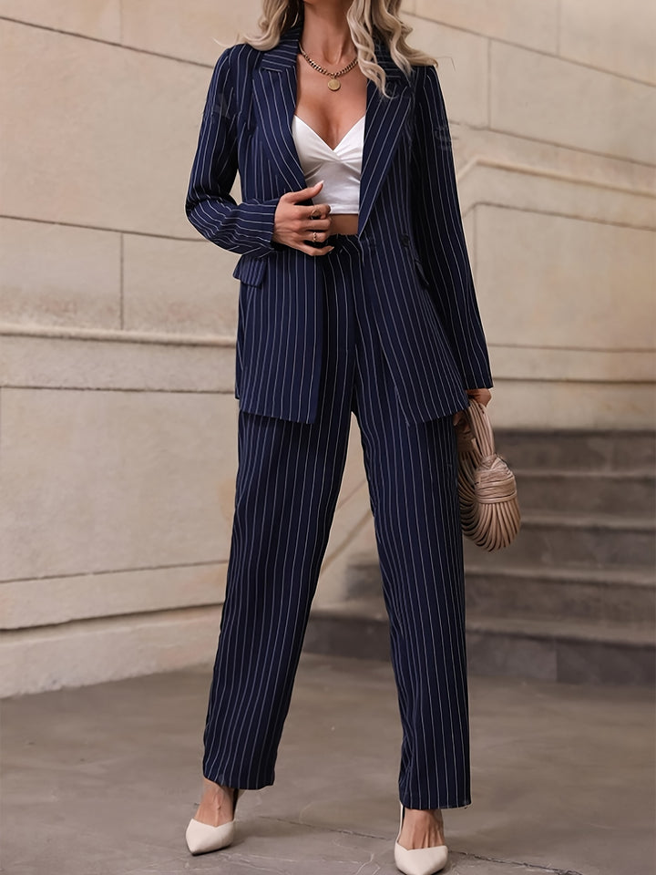 Anice - Elegant Striped Blazer And Trousers Set