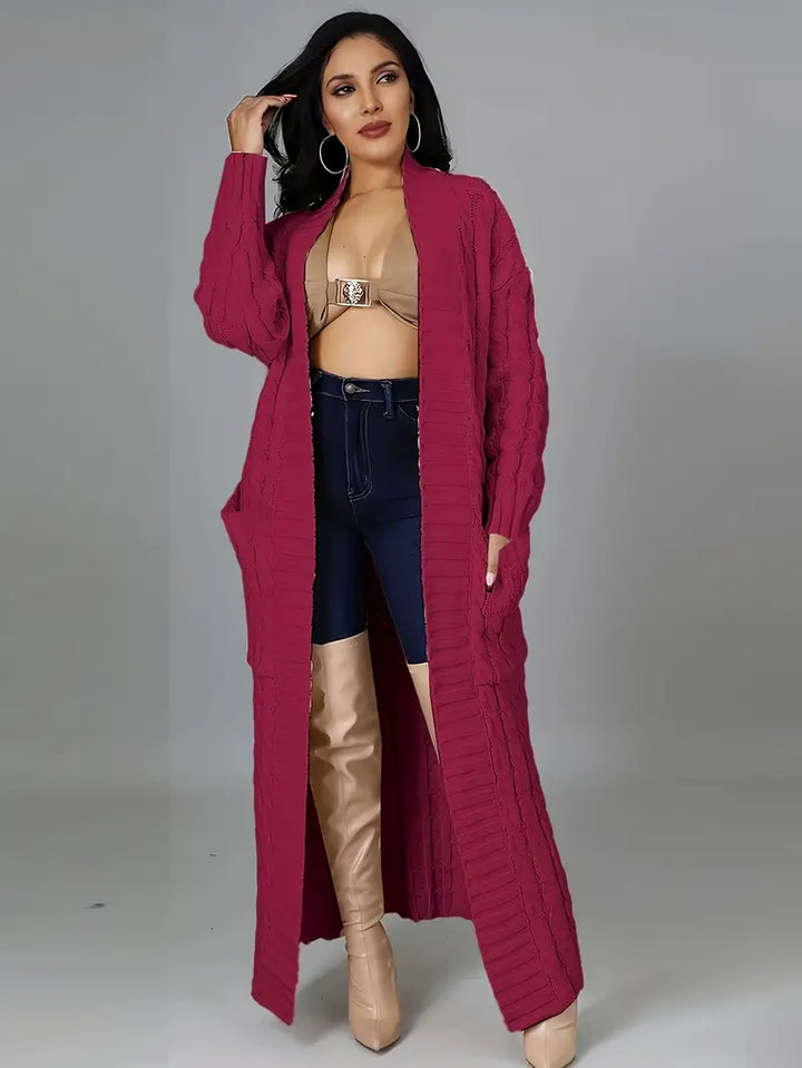 Samya™ - Extra-Long Cable Knit Cardigan