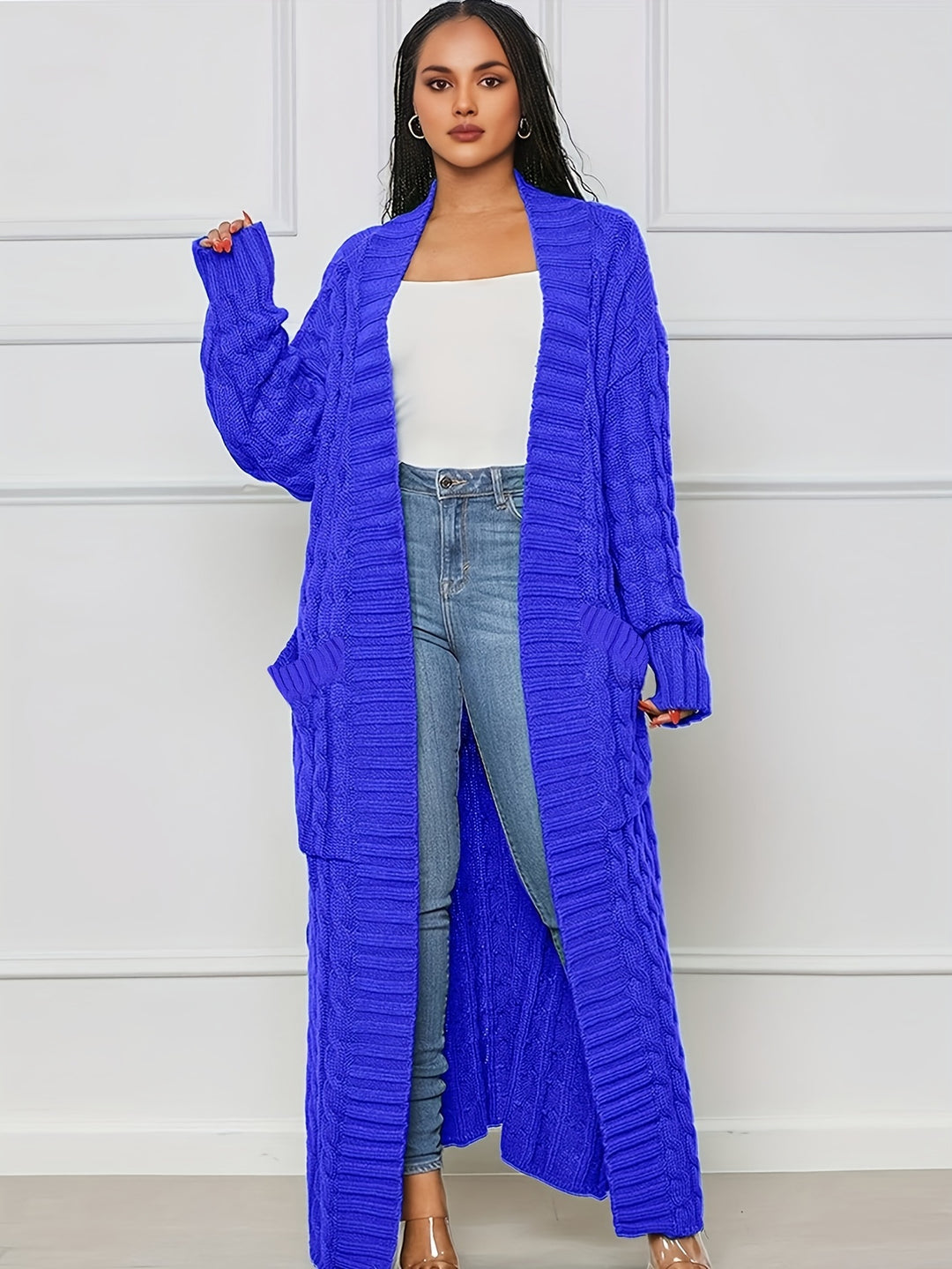 Samya™ - Extra-Long Cable Knit Cardigan