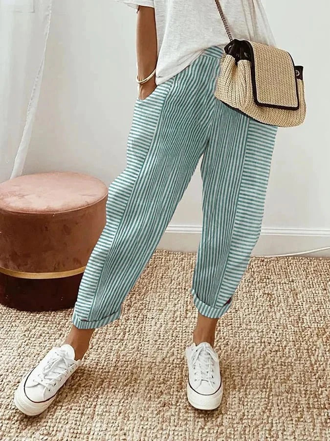 Leanne - Striped Cotton Pants