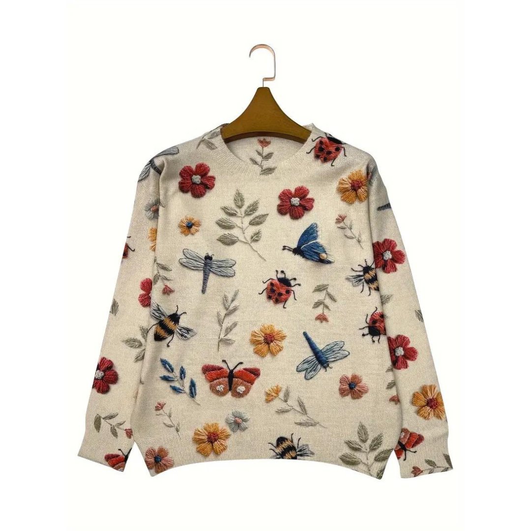 Flor™ - Whimsical Garden Print Sweater