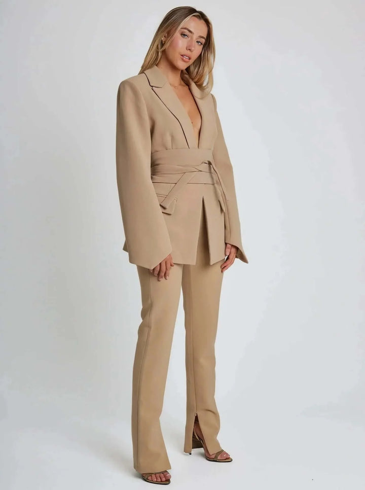 Suus – Tailored Blazer with Waist Tie Belt