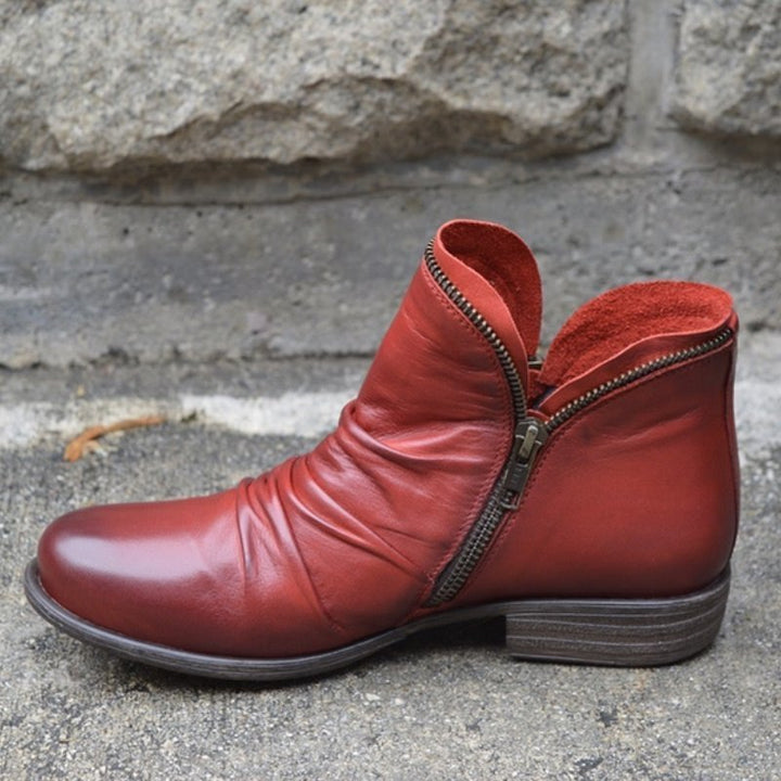 Lily™ -  Leather Boots with Zipper
