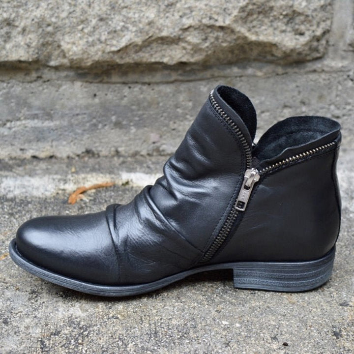 Lily™ -  Leather Boots with Zipper