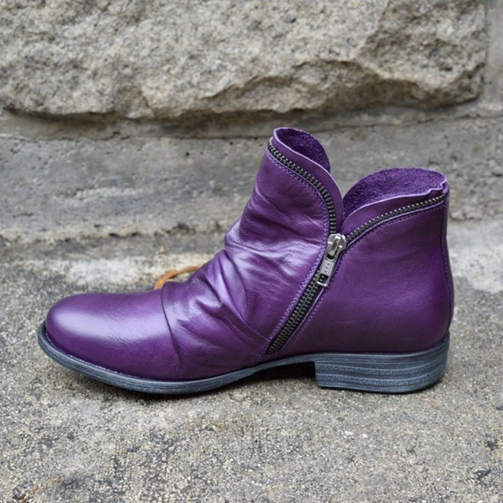 Lily™ -  Leather Boots with Zipper