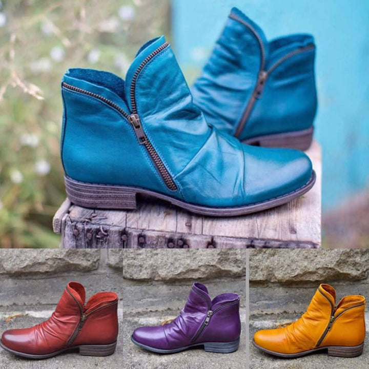 Lily™ -  Leather Boots with Zipper