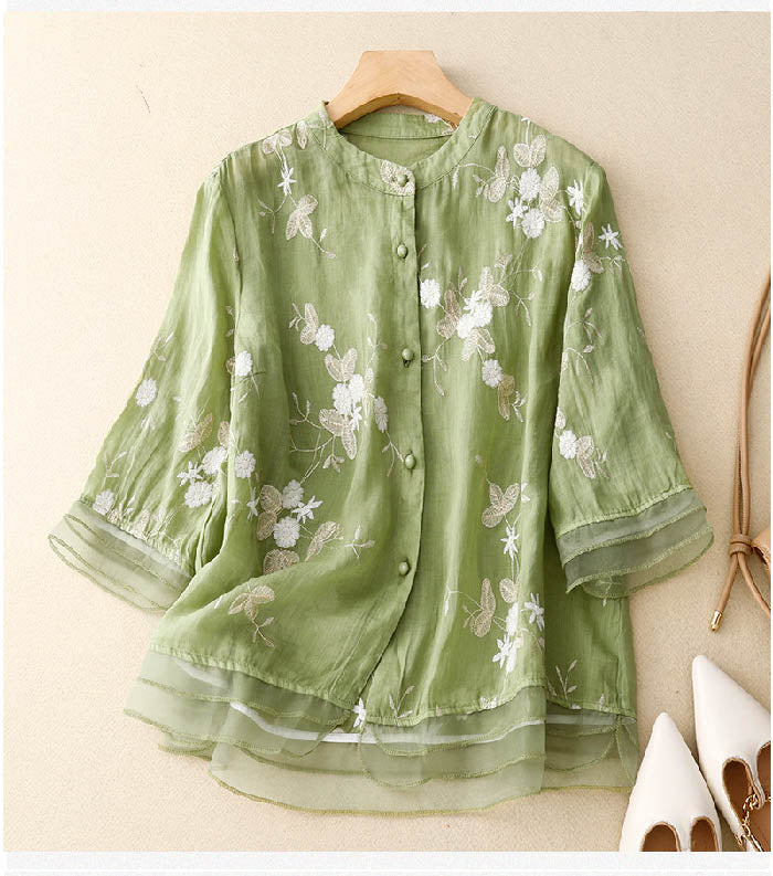 Ava™ | Embroidered Cotton Blouse